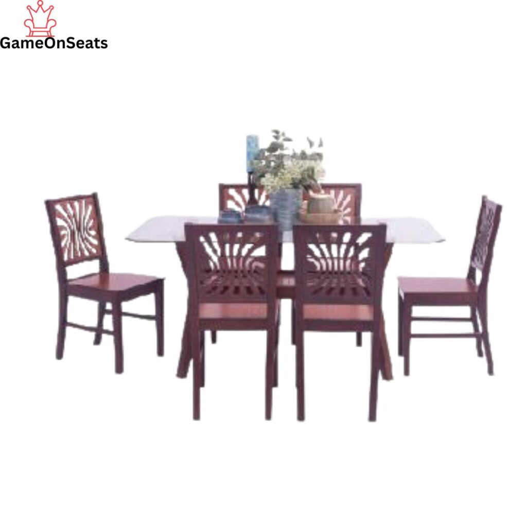 Dining Set 0069 (Full Set With 6 chairs and glass top)